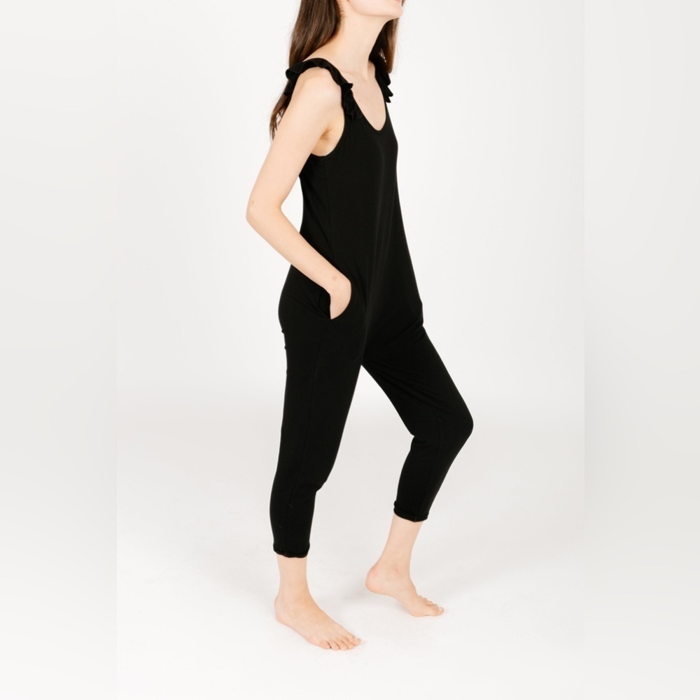 Smash + Tess Sweetheart Romper in Midnight Black